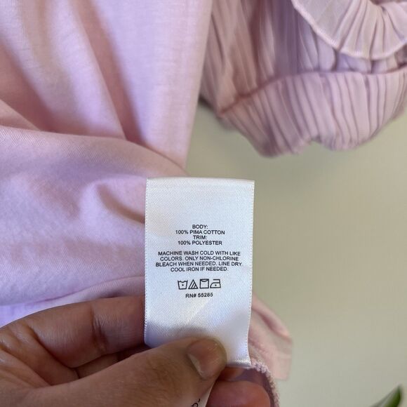 Express Ruffle Chiffon Sleeve Top T-Shirt Pink Feminine Coquette Size Large - Picture 12 of 12